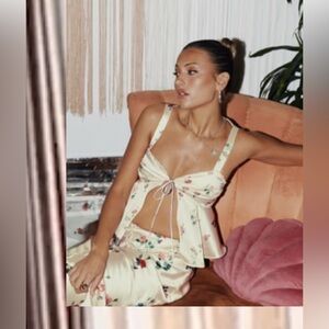 Princess Polly Floral Satin floral tie front top